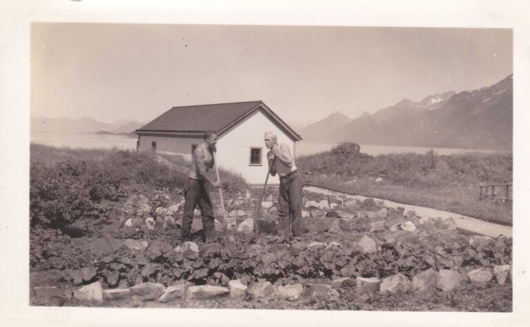 Eldred Rock gardening, 1939, J.P. Mestrezat